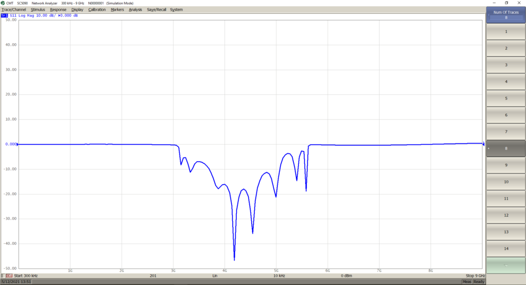 Toggle between trace in vna software