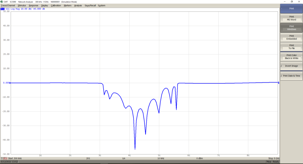 Print function in VNA software