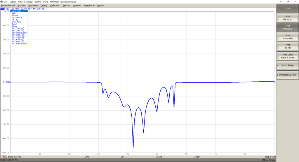 Changing settings in the VNA software